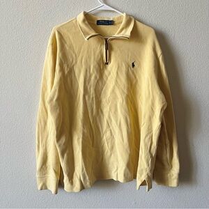 Polo Ralph Lauren Yellow Preppy Pullover Quarter Zip Sweater L
